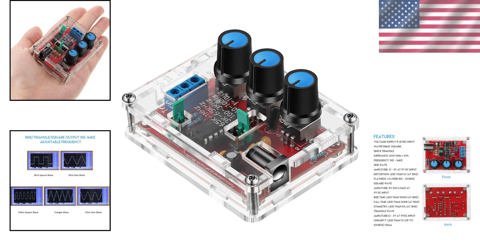 Compact DIY Signal Generator Kit - XR2206 Module with Low Distortion Performance