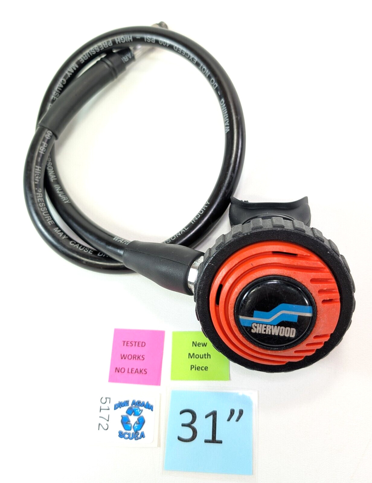 Sherwood Oasis Octopus Octo 2nd Stage Scuba Diving Regulator 31" hose Orange