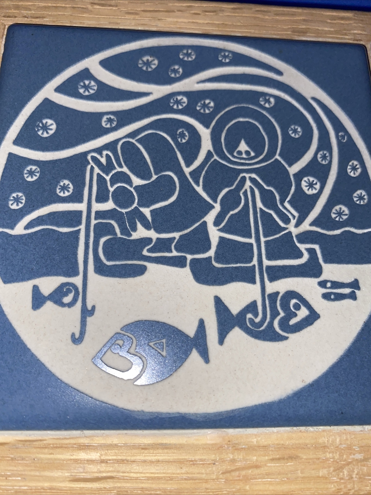 Meredith Mark Eskimo Design Handcrafted Art Tile Trivet 1989
