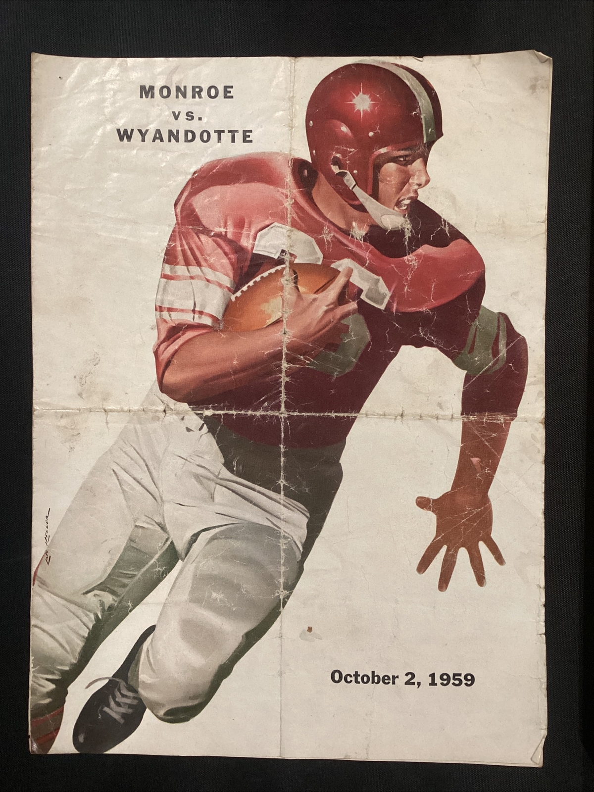 1959 Monroe Vs Wyandotte High School Fold-Over Football Program