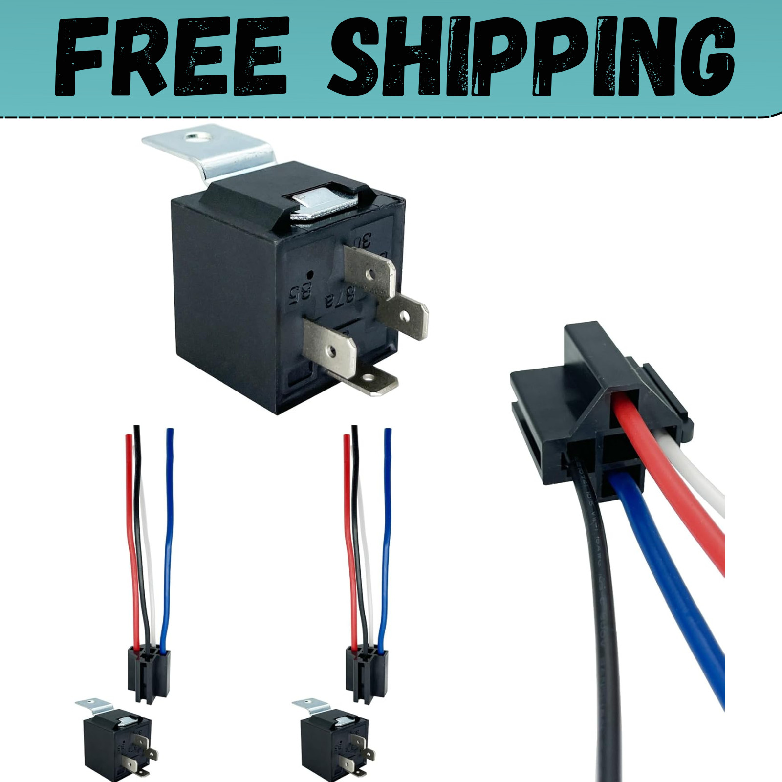 4-pin 40/30AMP 12V Relay Kit Spst 12-Volt 2-Pack Automotive Relay 2 pack