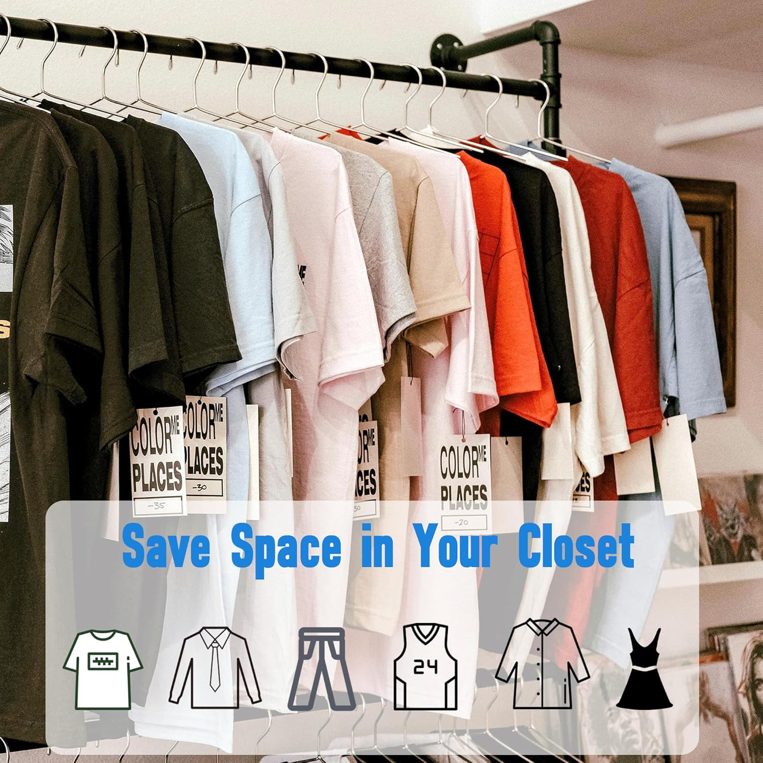 Wire Hangers 30 Pack, Heavy Duty, Space Saving, Stainless Steel, Silver, 16.5Inc