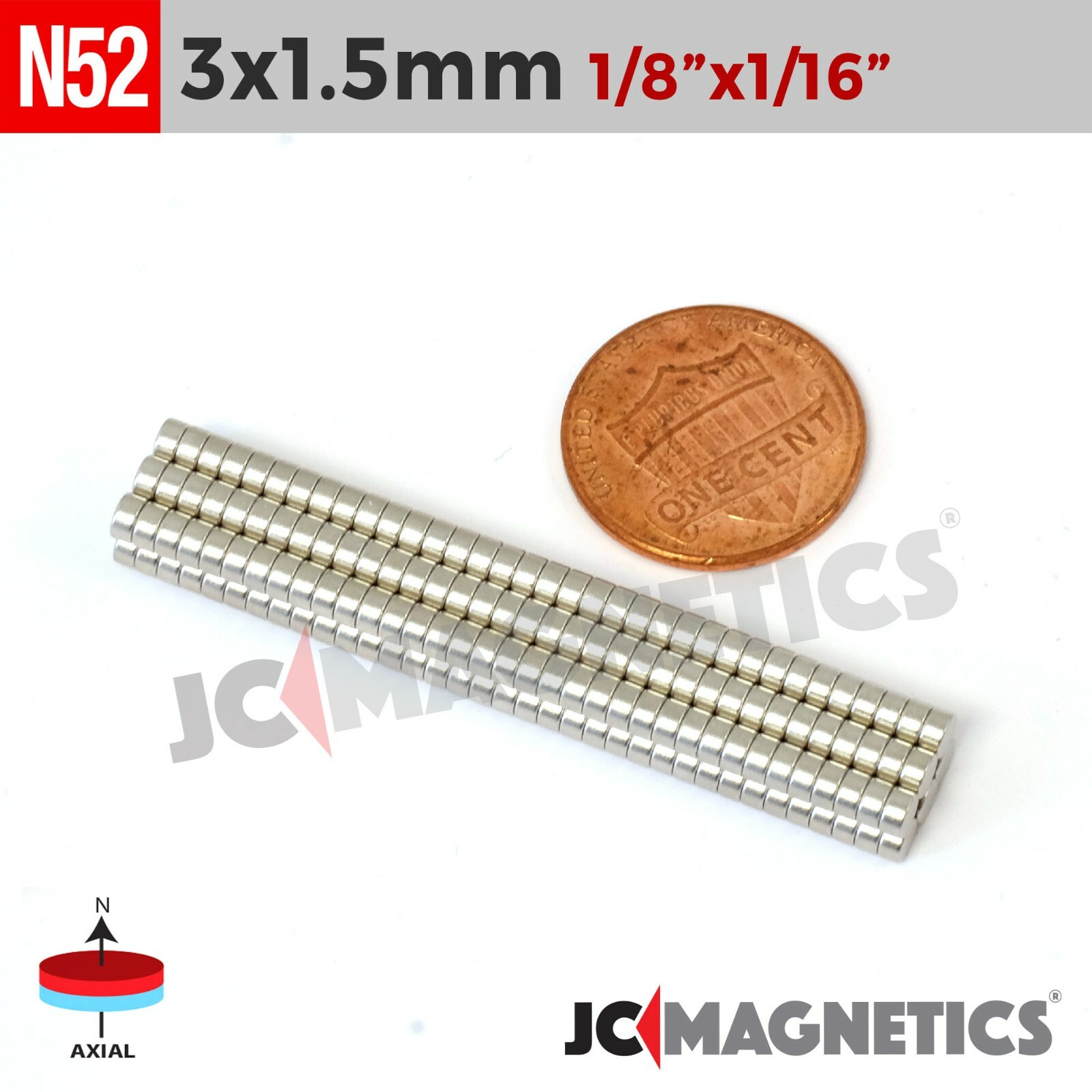 3mm x 1.5mm N52 Rare Earth Neodymium Magnet Discs 3x1.5mm