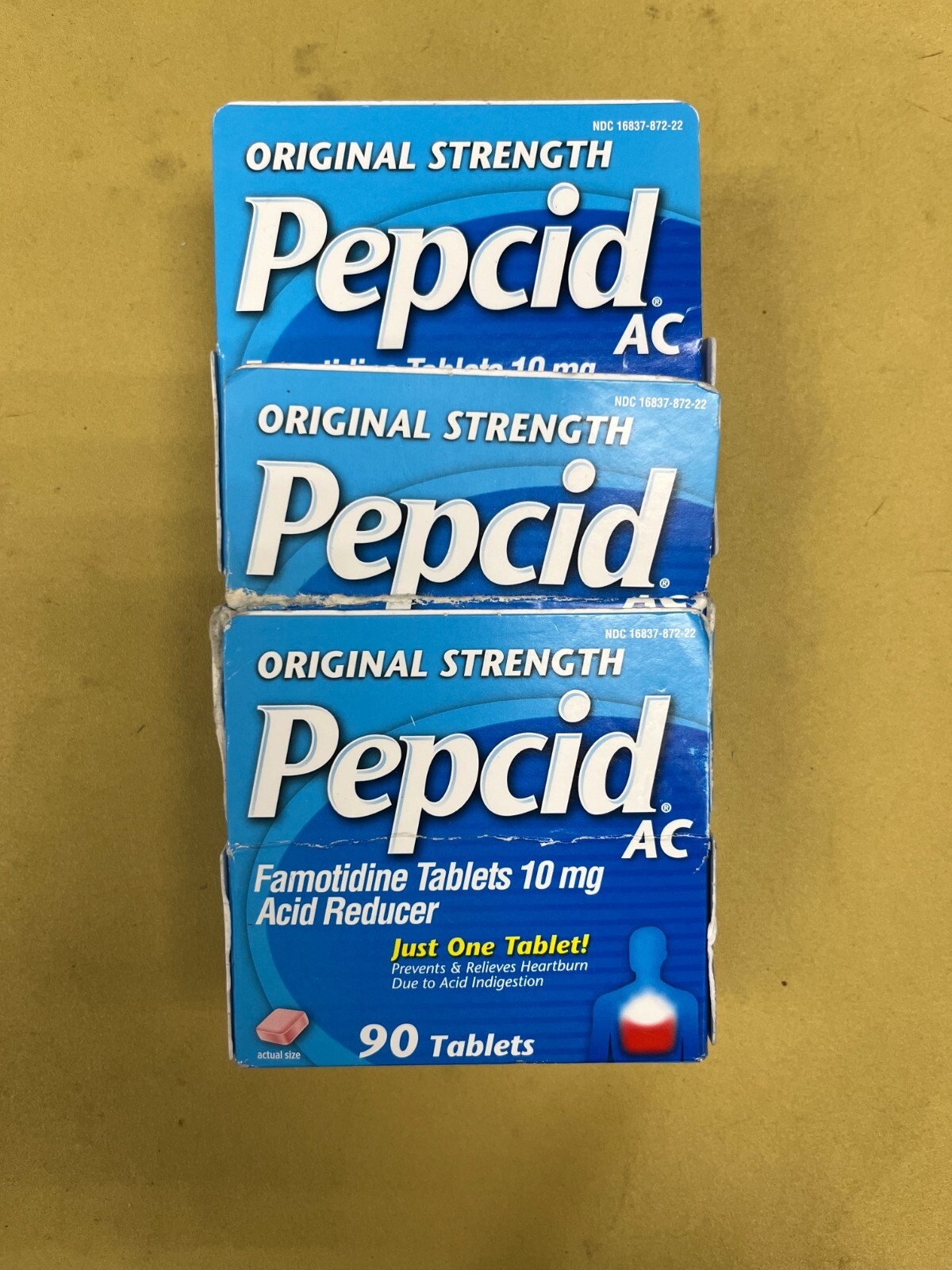 3 New Pepcid AC Original Strength 10 mg - 90 Tablets Each Box Exp. 05/2028+