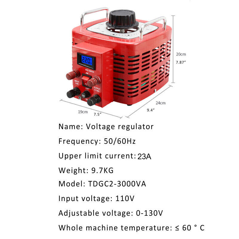 3000VA 110/220V 0-130/300V Variac Variable Transformer Voltage Regulator Metered