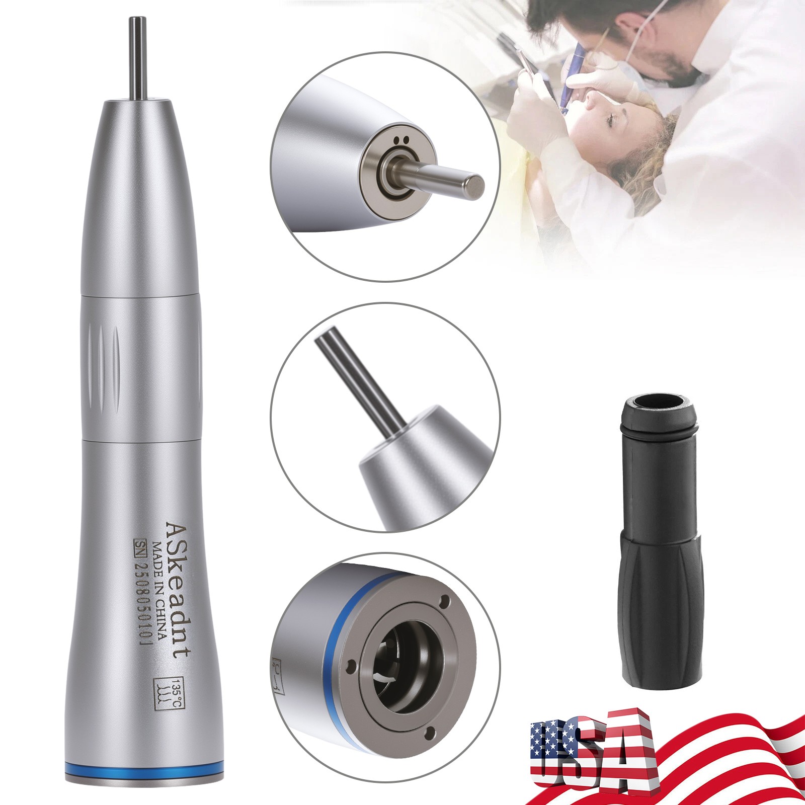 NSK Style Dental Inner Water Spray Straight Nosecone Low Speed Handpiece AS