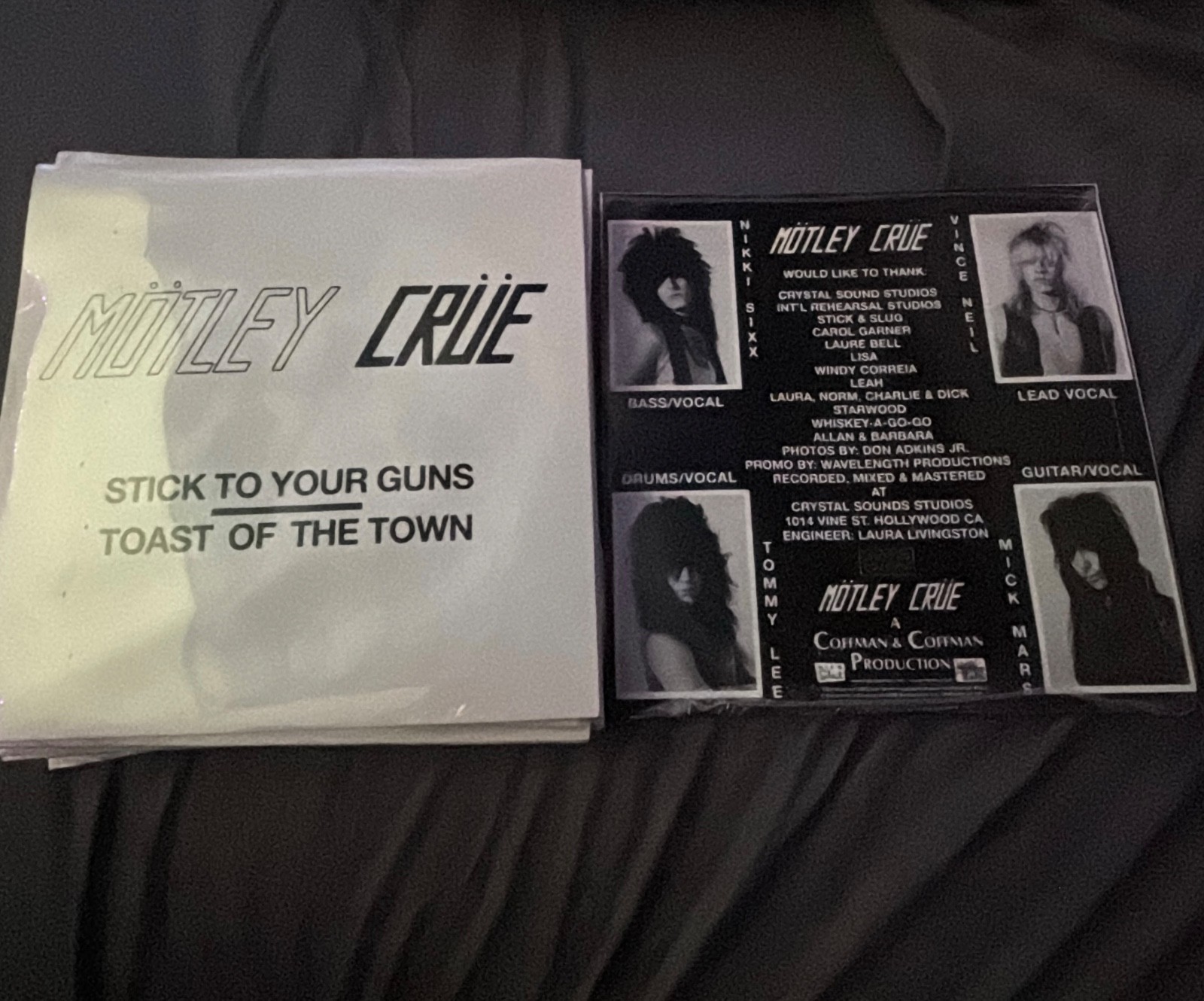 Motley Crue Stick to your Guns/Toast of Town 45 Picture SL Leather Read Details
