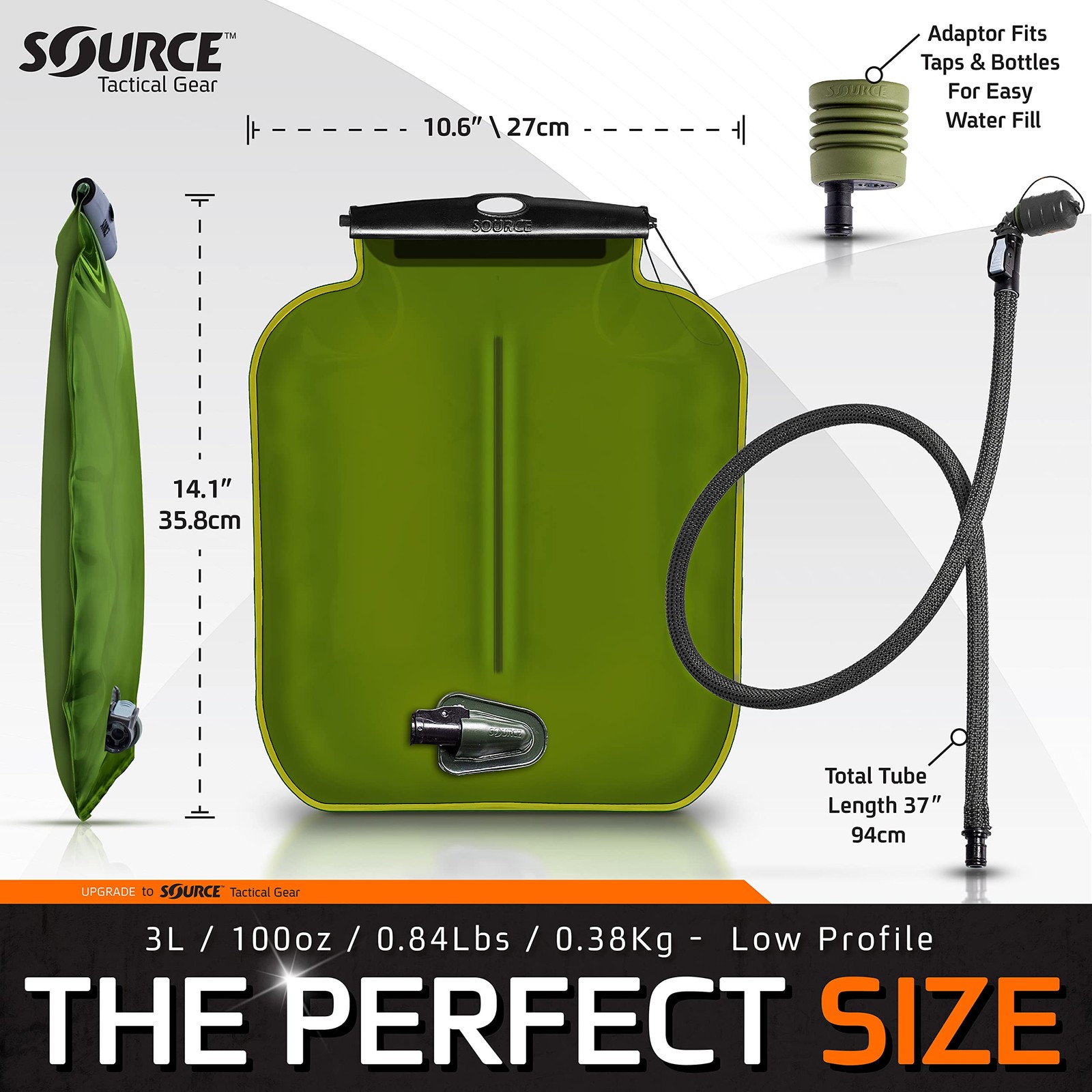 Source Tactical ILPS 3L Hydration Bladder Widepac 100oz Low Profile