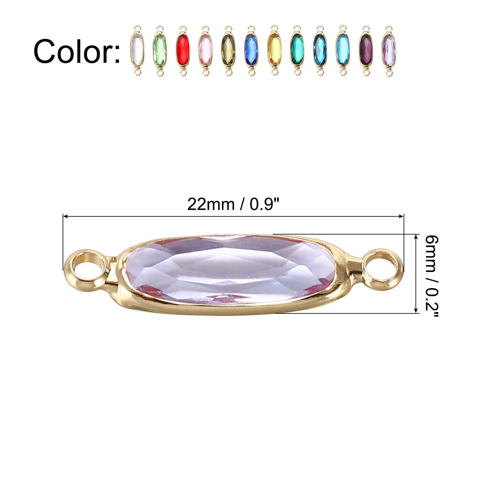 Birthstone Connector Link 24Pcs Diamond Link Round