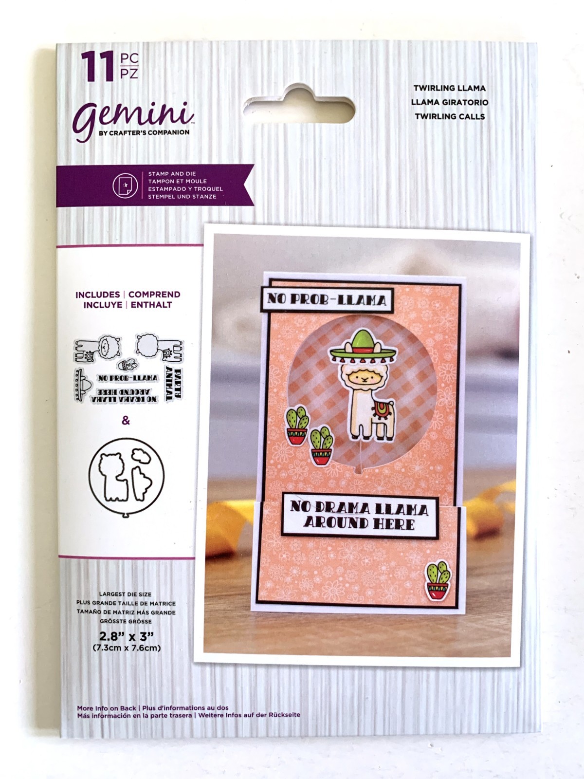 Gemini by Crafter's Companion 11 Piece Stamp & Die Set TWIRLING LLAMA