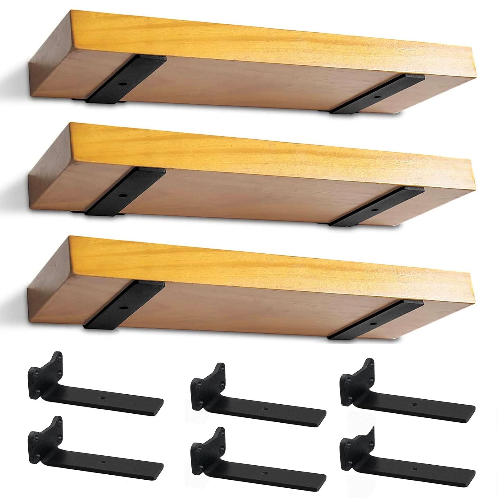 Floating Shelf Brackets Heavy Duty Industrial L Steel Supports 5 Inch 6 Pack