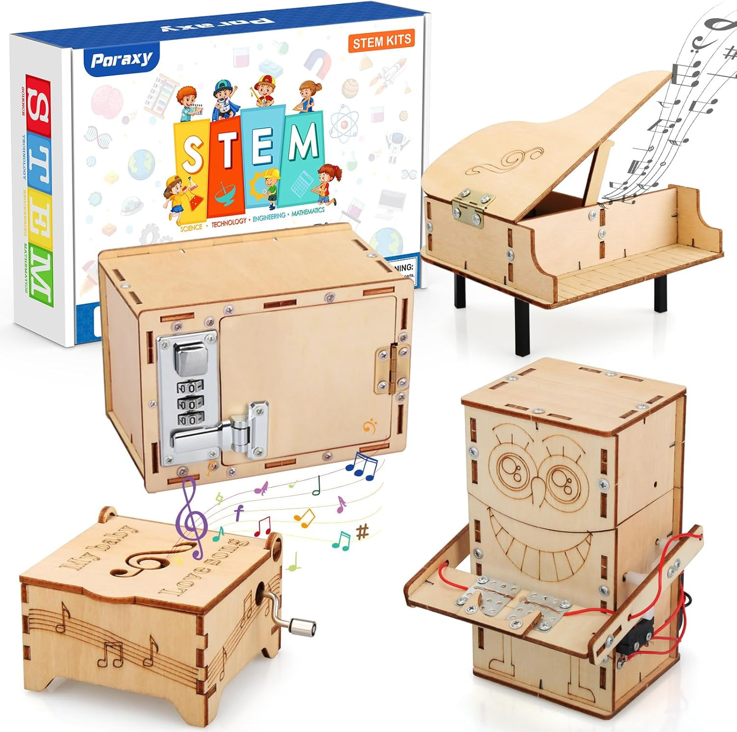 4 Set STEM Kits for Kids Ages 8-10 10-12, Toys for Ages 8-13, Music Box, Robot 3