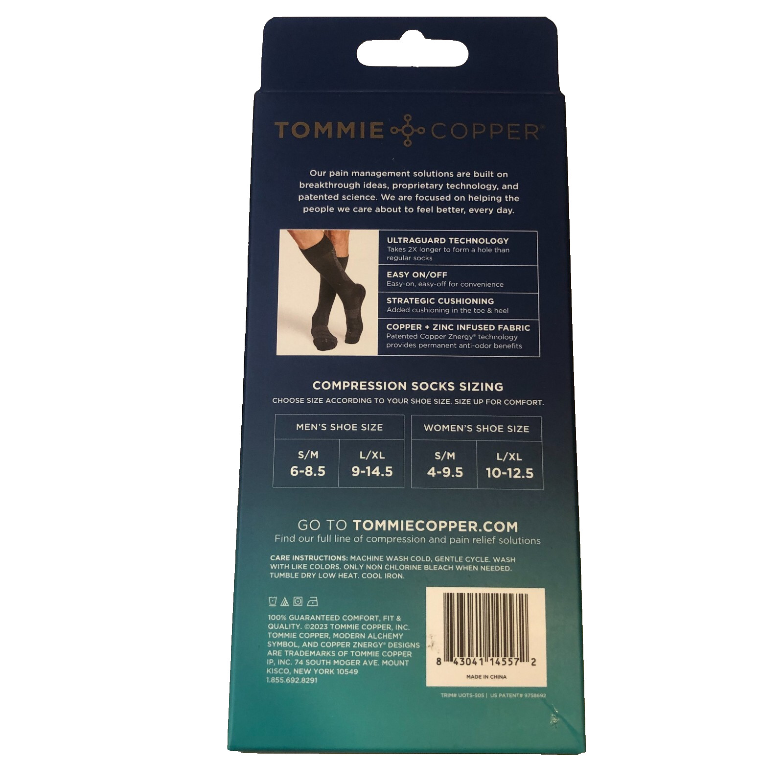 Tommie Copper Black Compression Socks Size L/XL Anti Odor