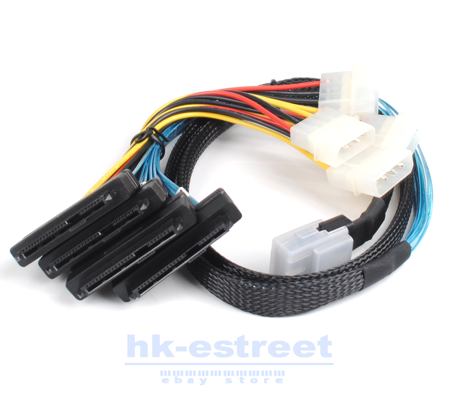 Mini SAS SFF-8087 to 4 x SFF-8482 w/ IDE Internal Breakout Power Cable 1-Meter