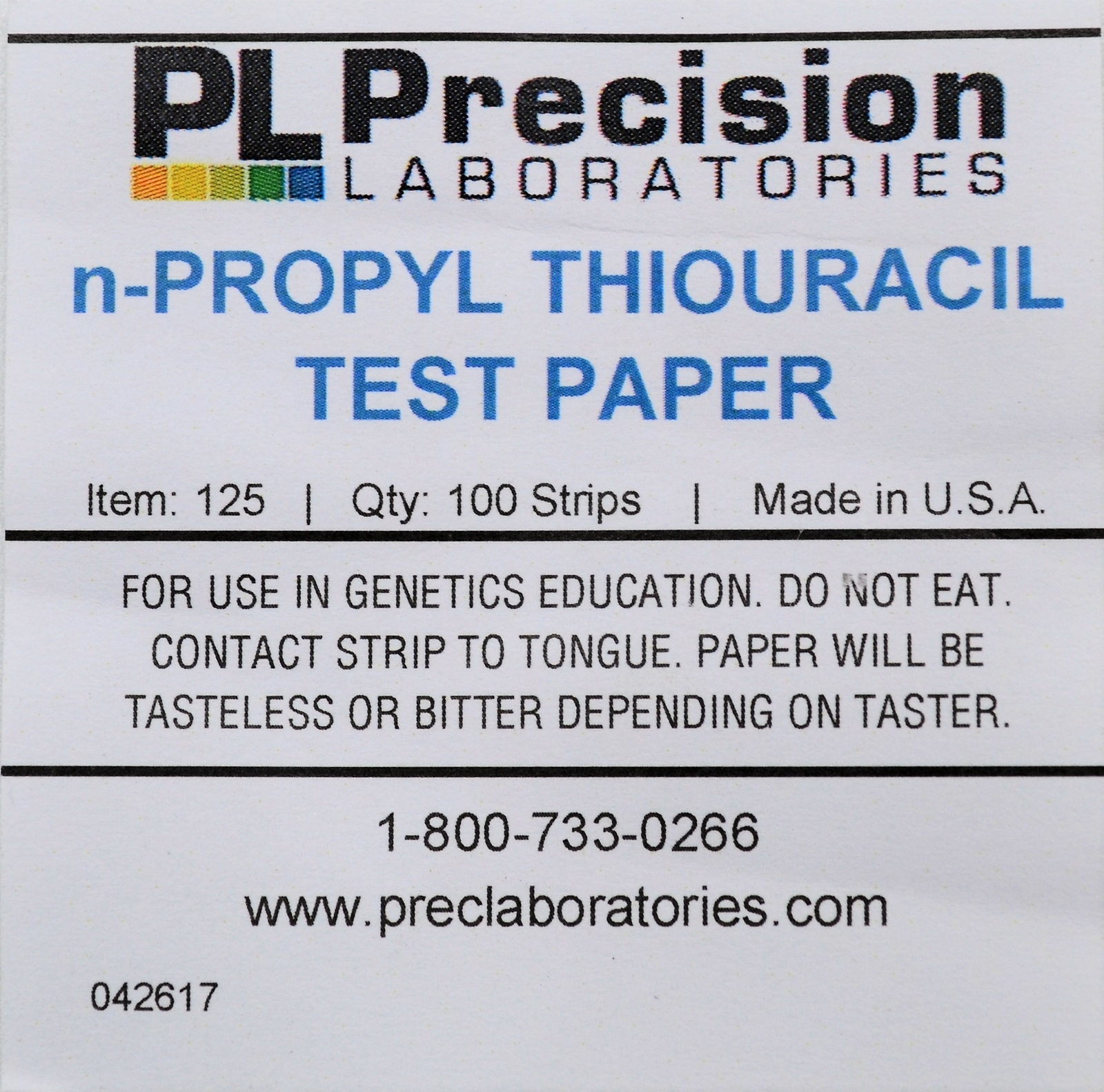 N-Propylthiouracil Test Paper (100 strips) - Eisco Labs