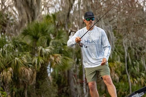 Men's Trucker, Anti-Glare Snapback Fishing Hat One Size Huk and Bars - Black