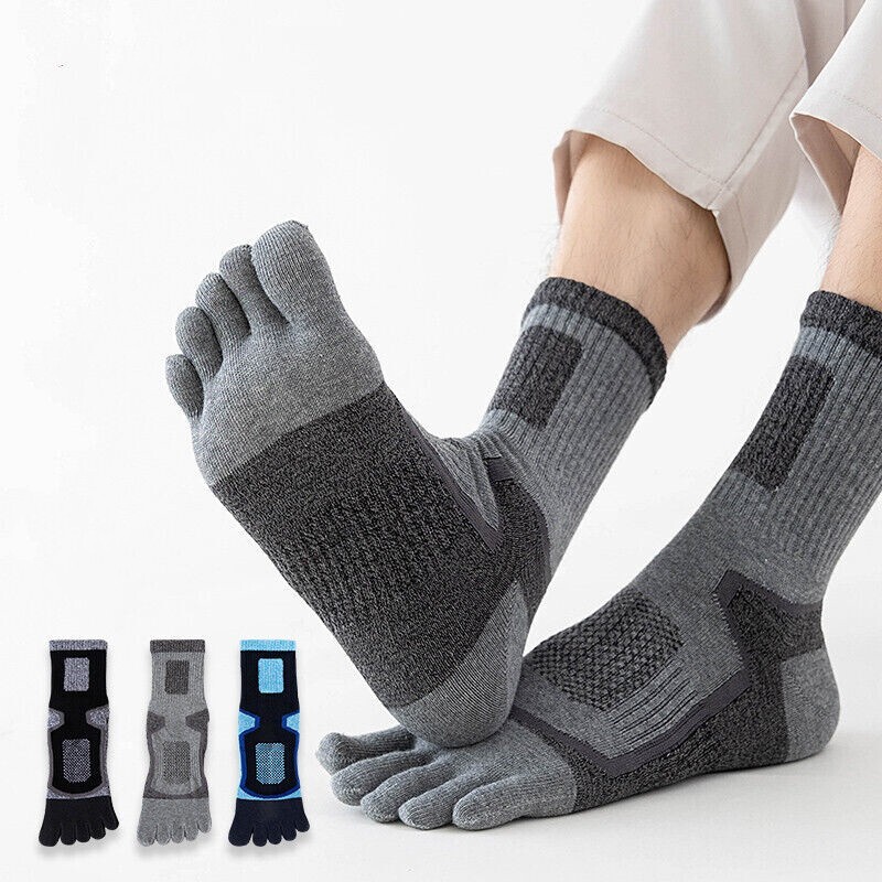 3/6Pack Five Finger Toe Crew Men Athletic Sport Casual Classic Cotton Socks 7-11