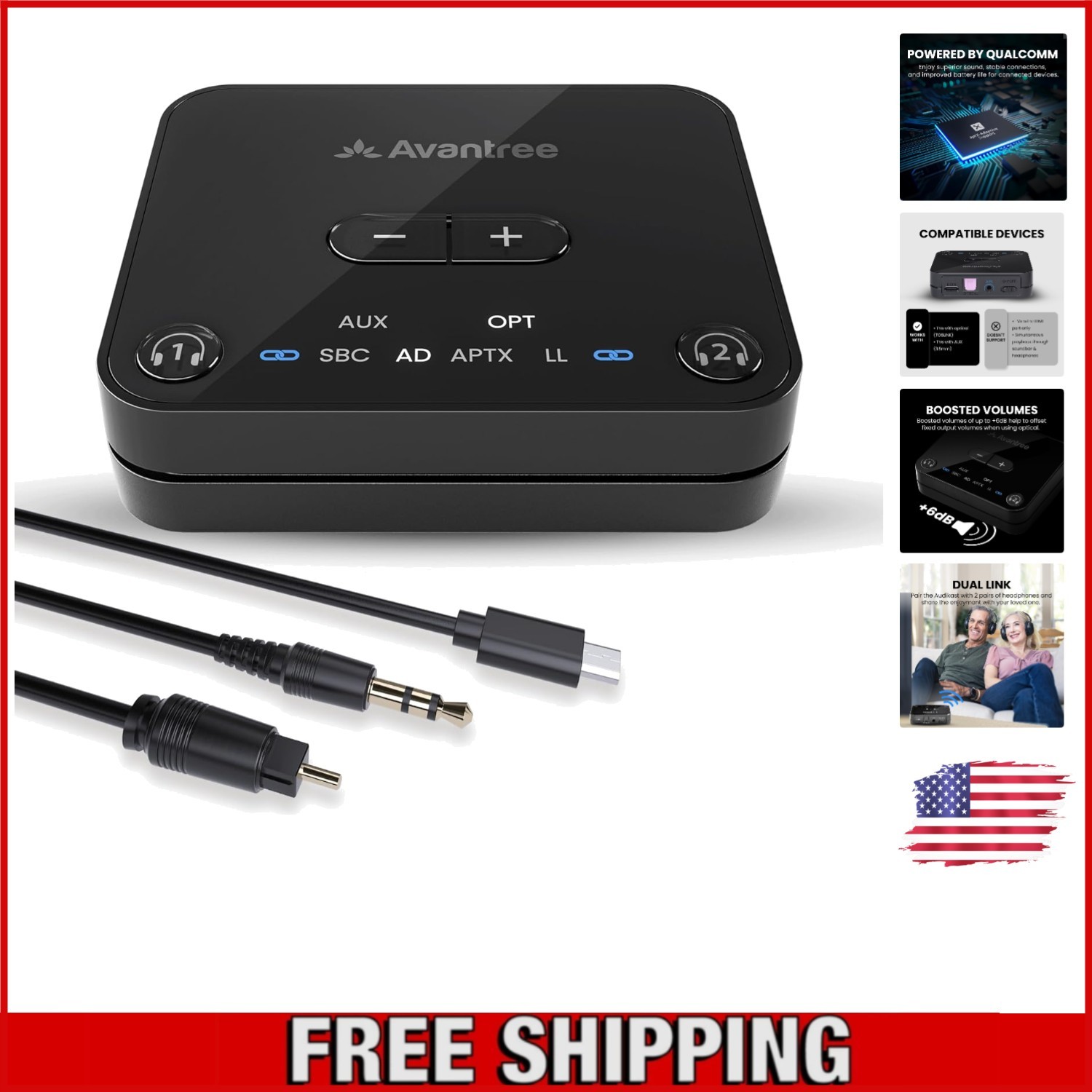 High-Quality Audikast 3 Bluetooth Transmitter - Optical & AUX, aptX Adaptive