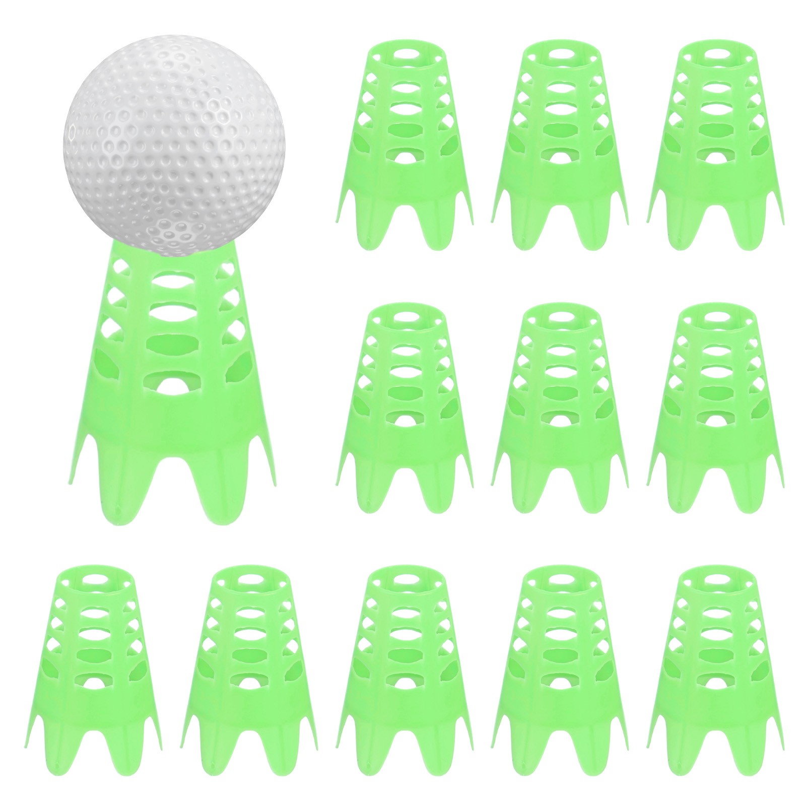 Golf Simulator Tees [12PCS] - Plastic Golf Tees Use for Home - [Green]