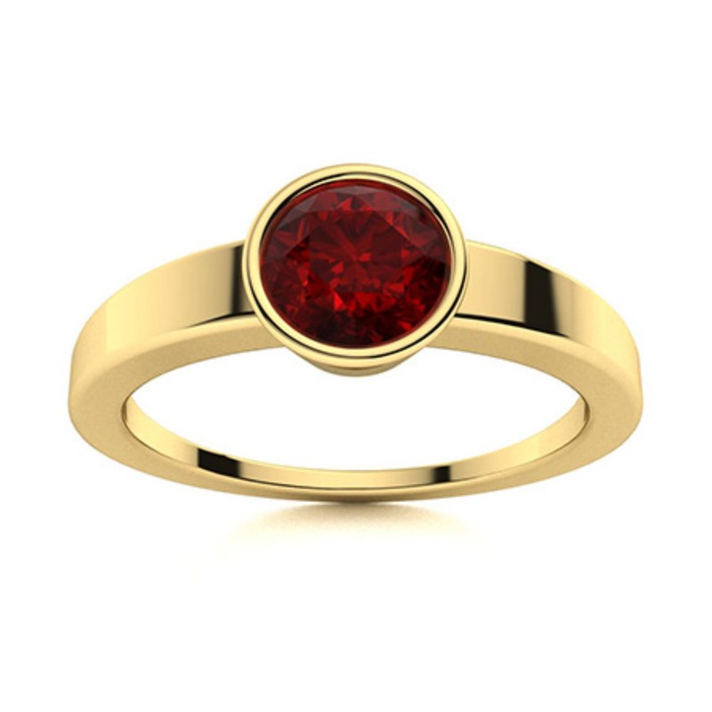 925 Sterling Silver Garnet Gemstone Wedding Engagement Solitaire Ring