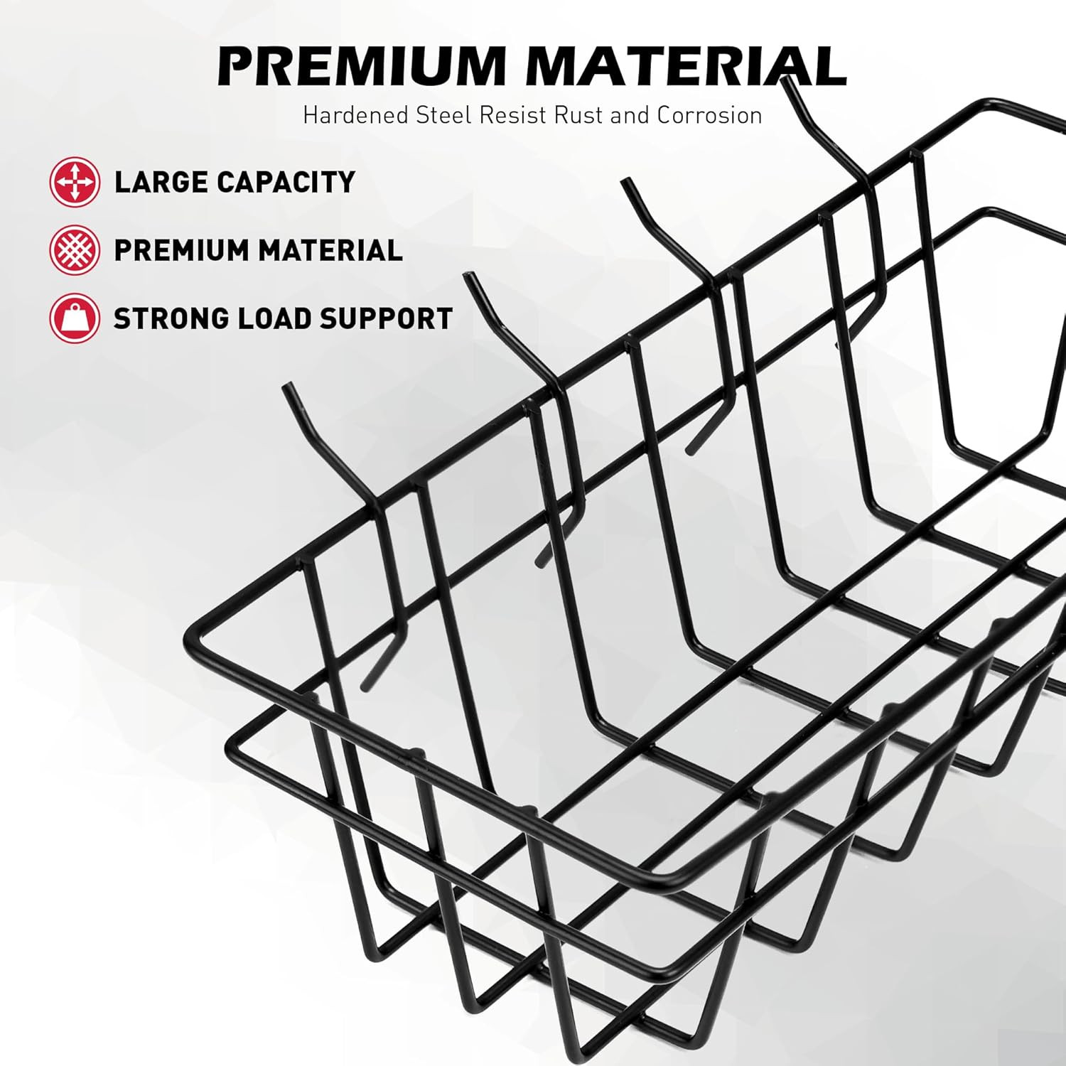 5 Piece Pegboard Baskets Set Heavy Duty Peg Board Organizer Accessories Bin Set