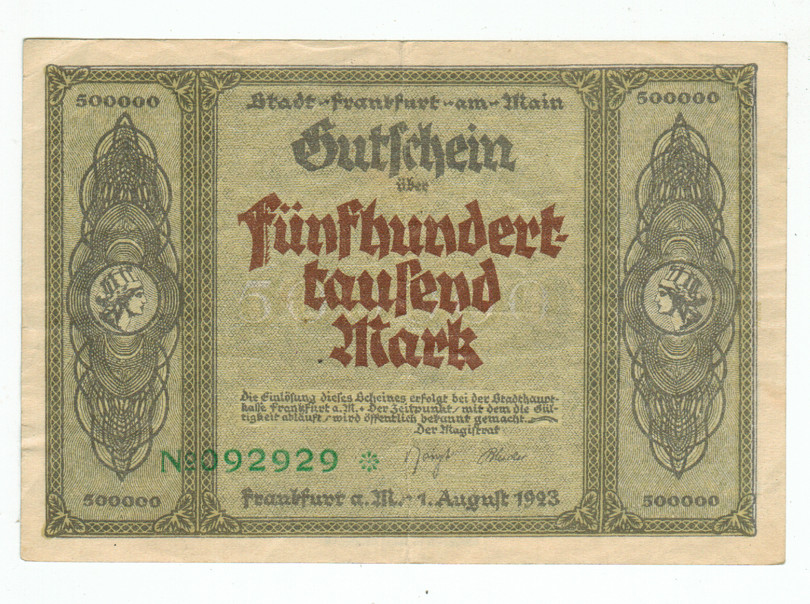 GERMANY BANKNOTE 500000 MARK FRANKFURT 1923