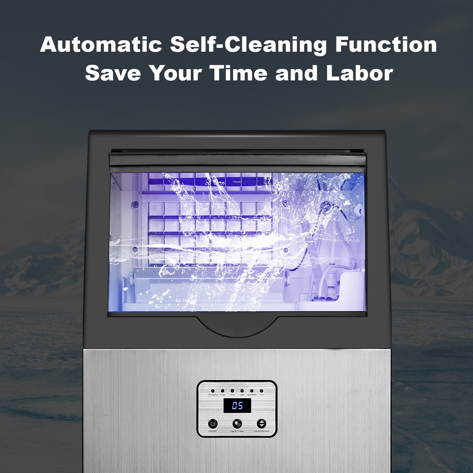 100Lbs Built-in Commercial Ice Maker Stainless Steel Restaurant Ice Cube Machine