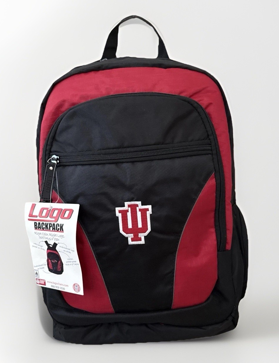 Logo Indiana Hoosiers Backpack w/ 17" Laptop Pocket | Black/Red