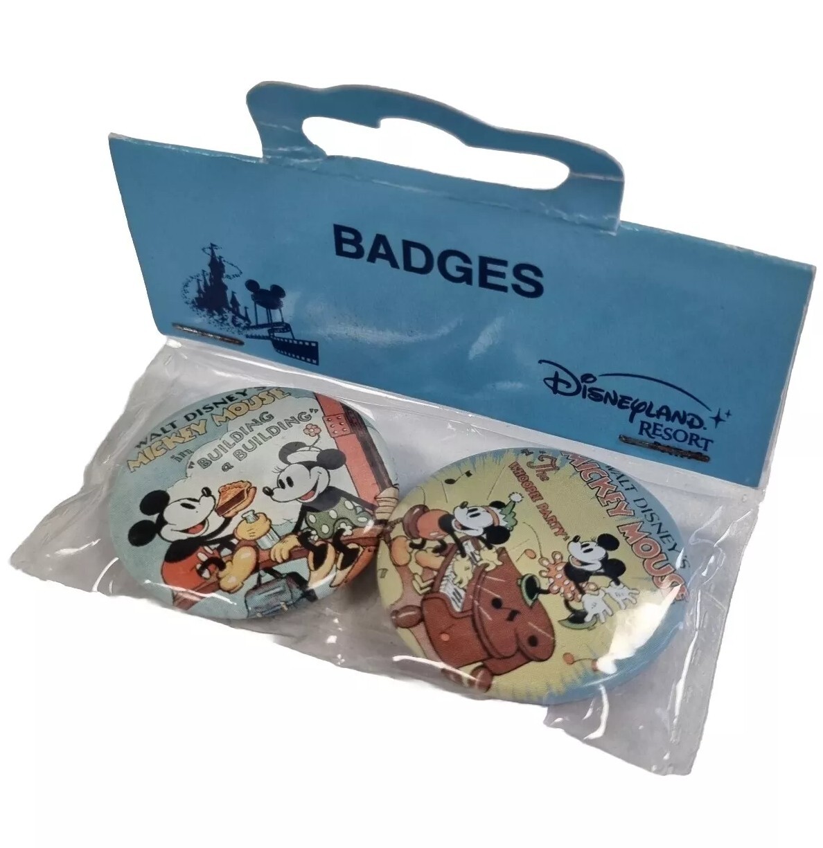 Disneyland Resort Paris Retro Badge Pack - Set Of 2 Mickey & Minnie Pin Badges