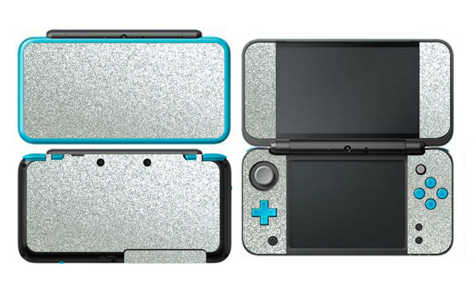 Shining Silver Bling Glitter Skin Sticker Protector for Nintendo New 2DS XL LL