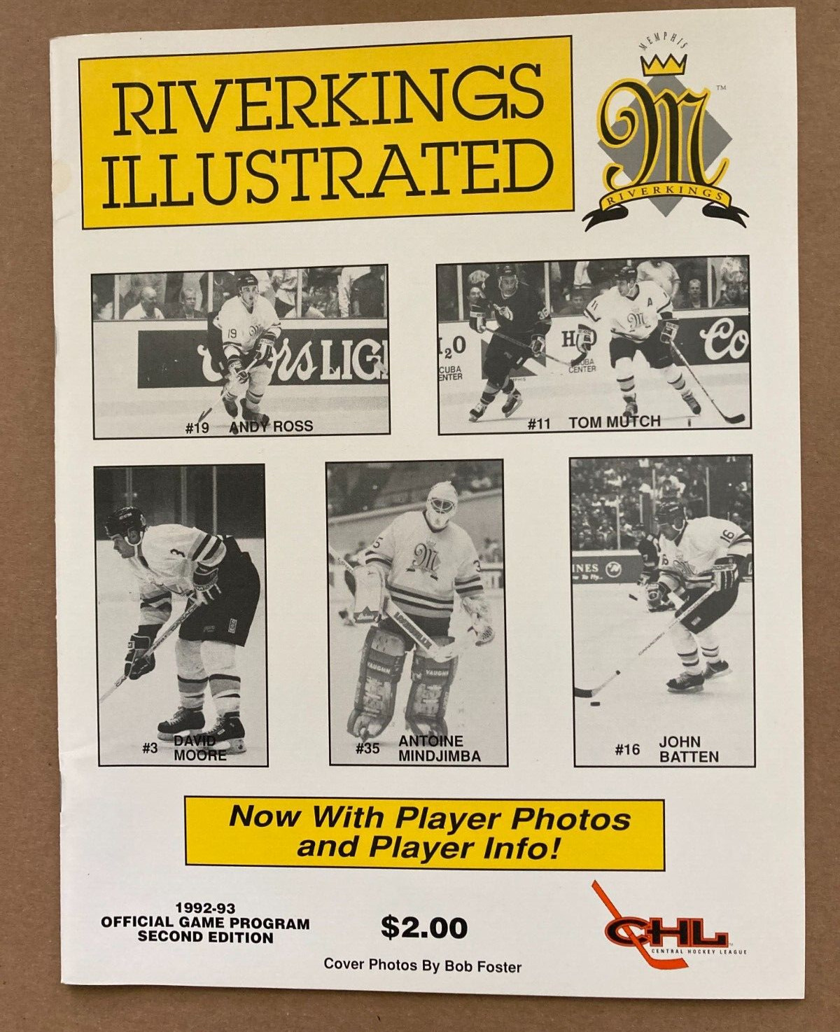 Memphis RiverKings Illustrated  Program, 1992-93, 2nd Edition, Rare, Vintage