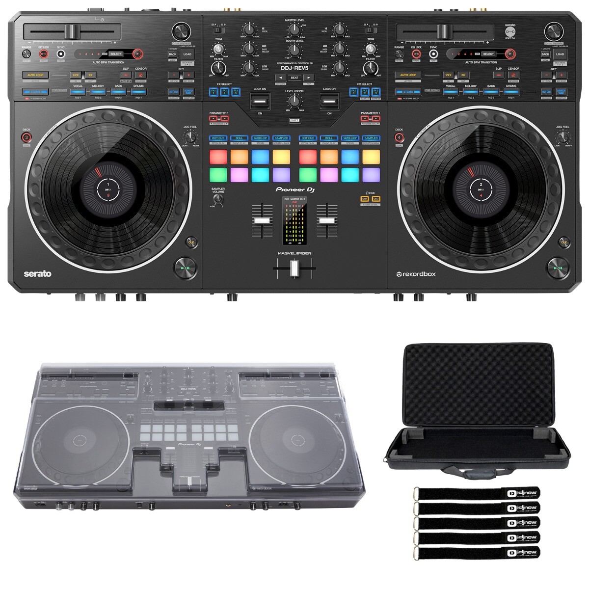 Pioneer DJ DDJ-REV5 Scratch 2-Channel DJ Controller w Case & Decksaver