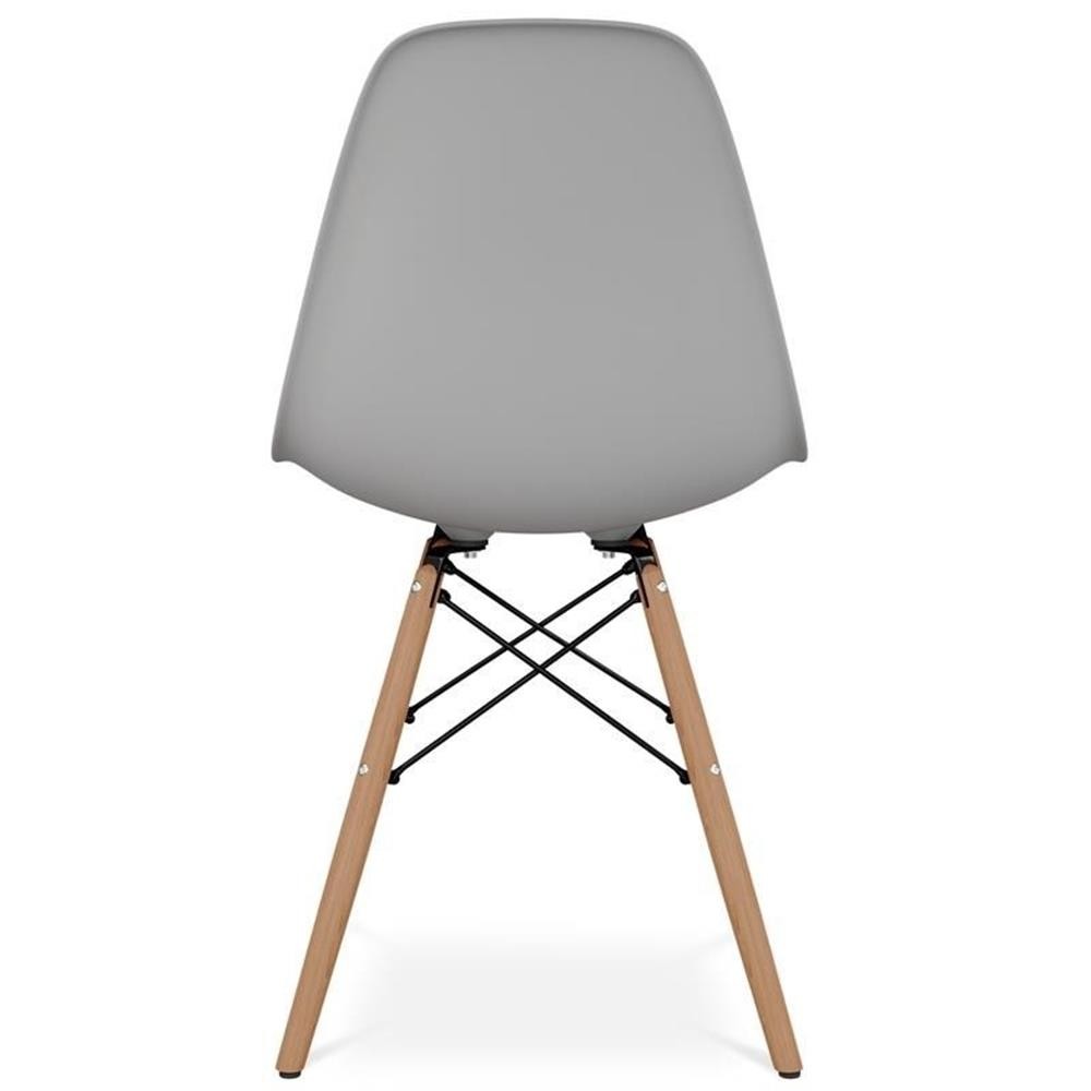 Pemberly Row 17.5" Plastic and Beech Wood Dining Chair in Gray