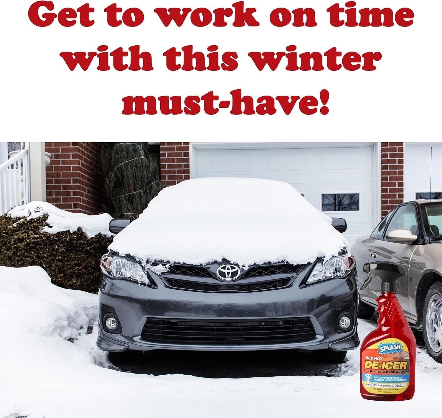 Pack of 3 Splash Red Hot De-icer Windshield Trigger Spray 32 Ounces