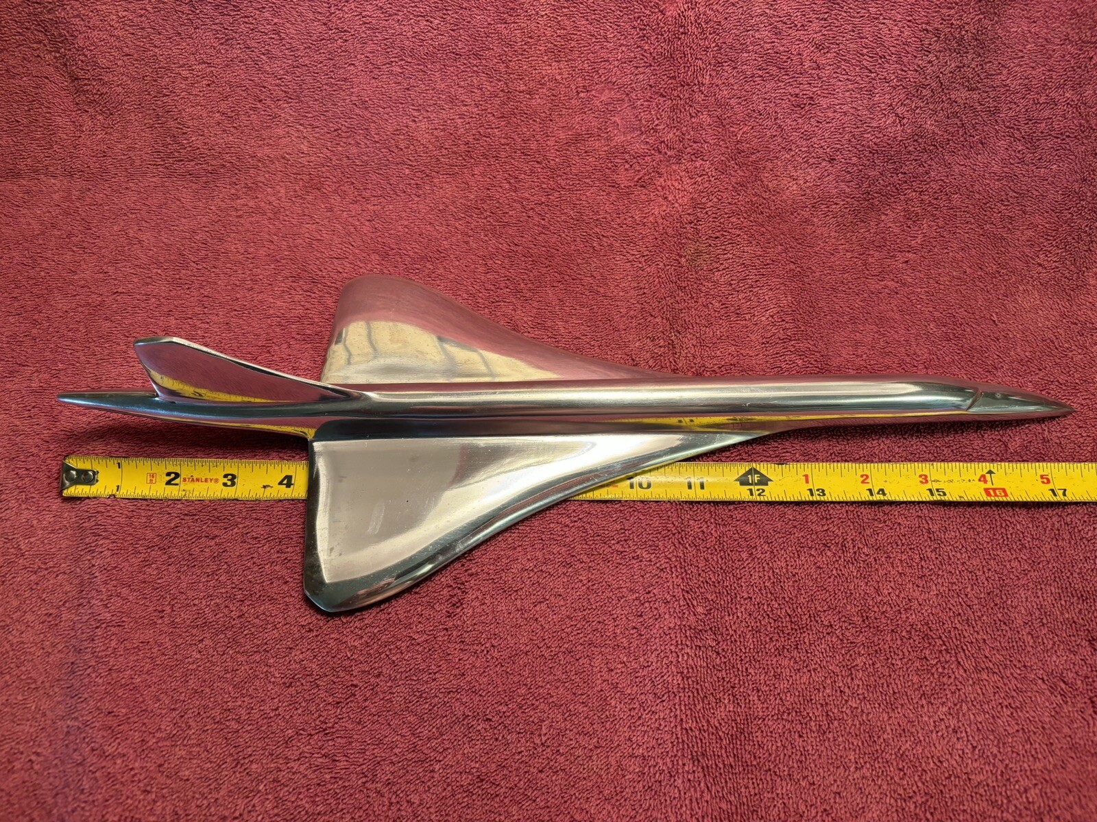 DESKTOP SUPER SONIC TRANSPORT MODEL W/ STAND, POLISHED ALUMINUM 18” LONG