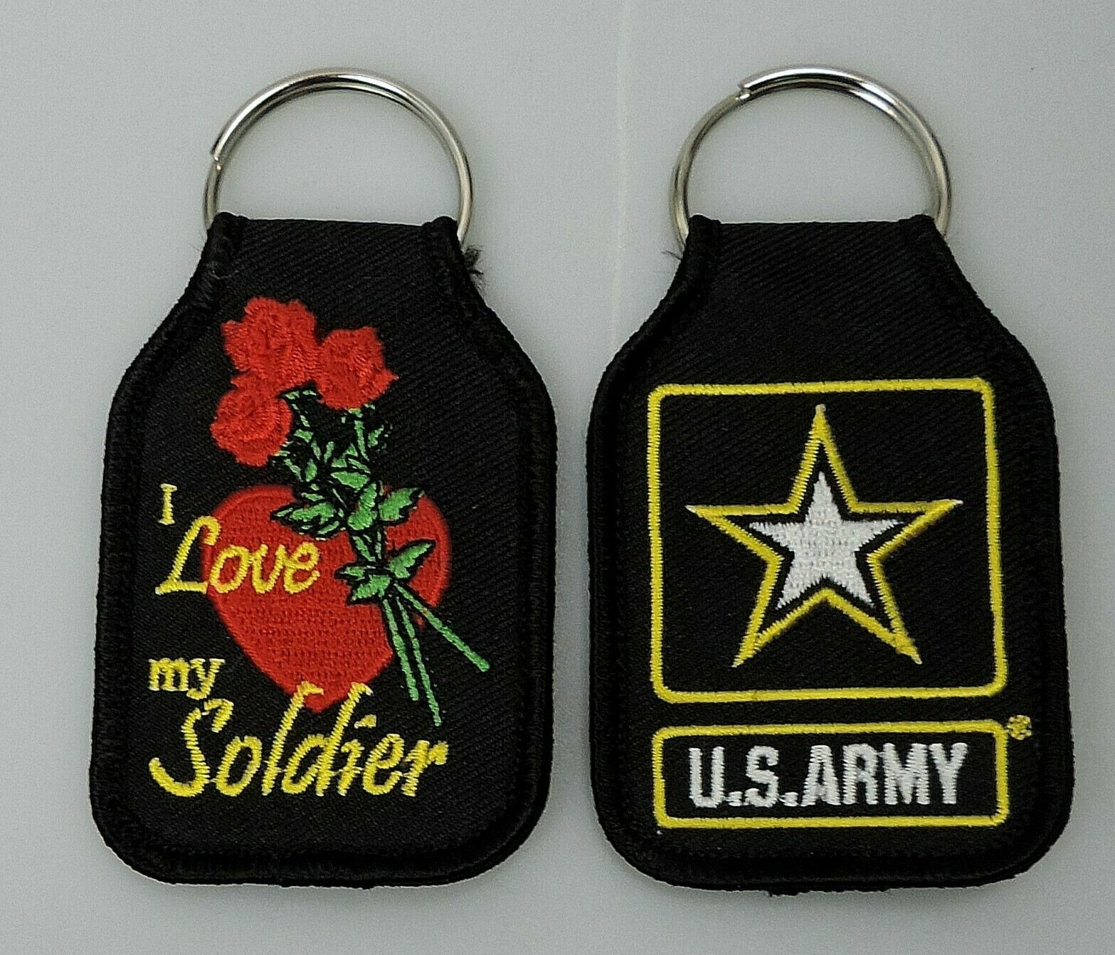I Love my Soldier with U.S. Army Strong Star Logo Embroidered Keychain
