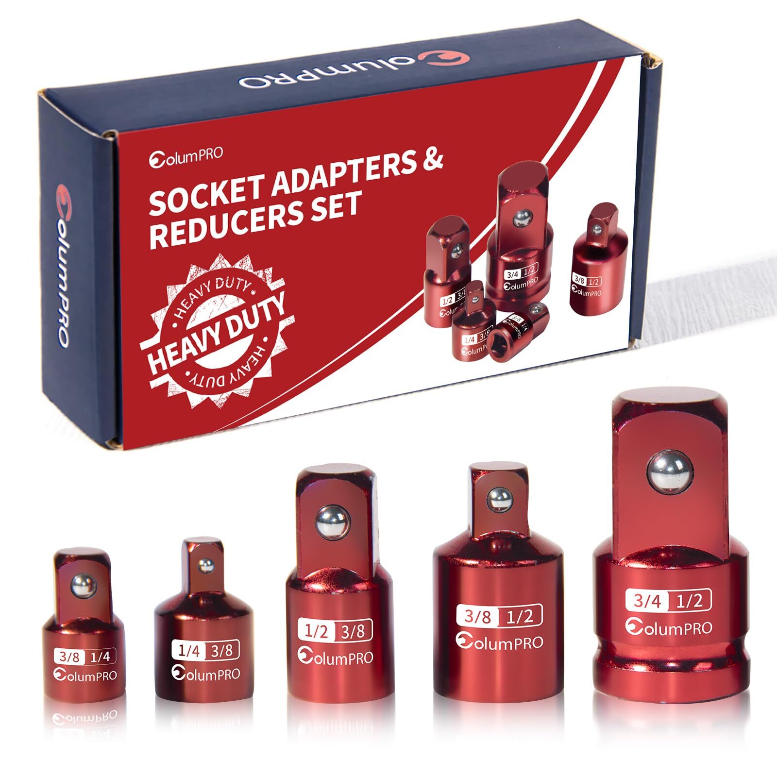 5PCS Impact Socket Adapter Set,Socket Converter&Reducer,1/2 to 3/4,1/2 to 3/8,3/