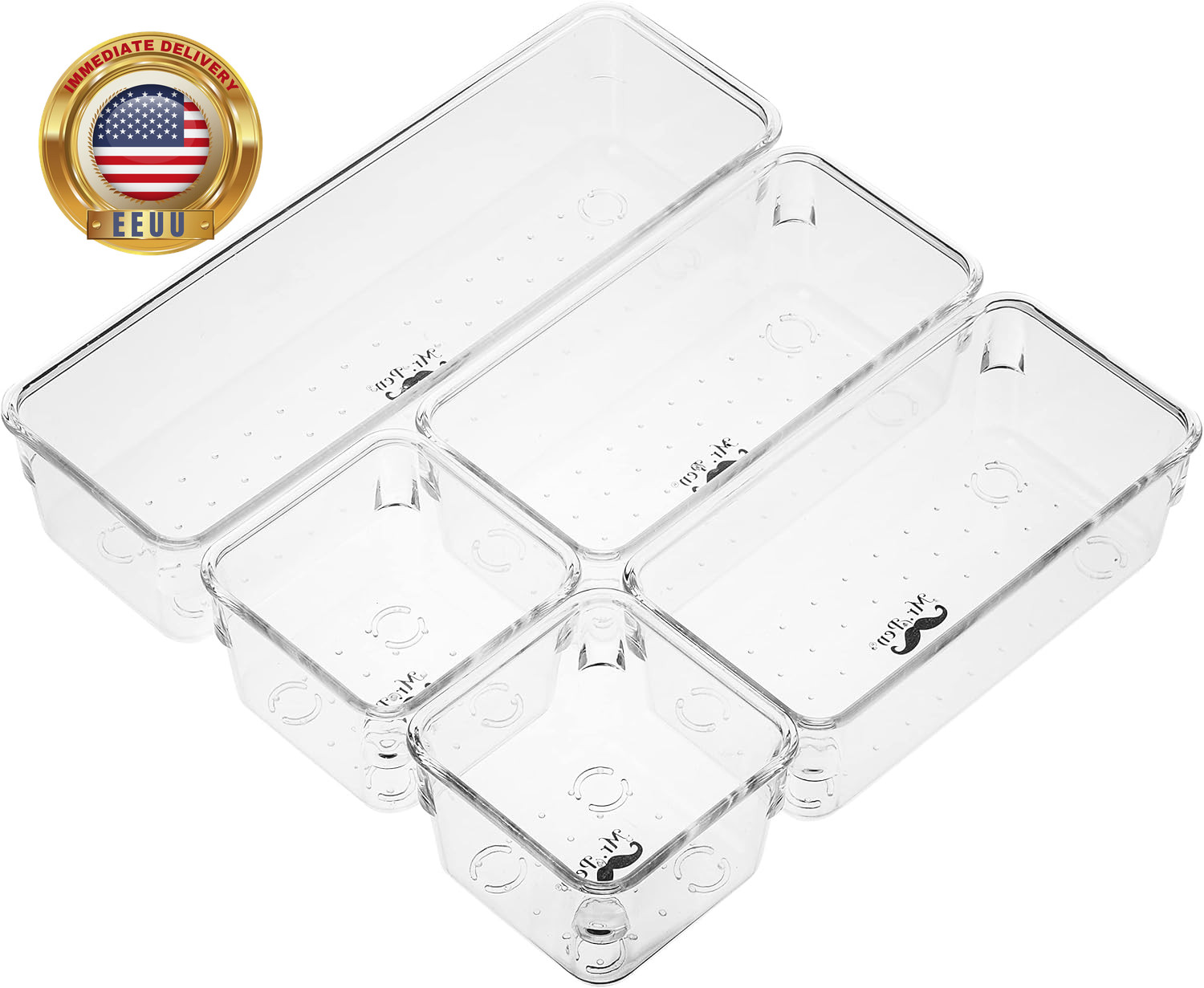 - Drawer Organizers Set, 5 Pcs, Clear Plastic Makeup Drawer Organizer, Container
