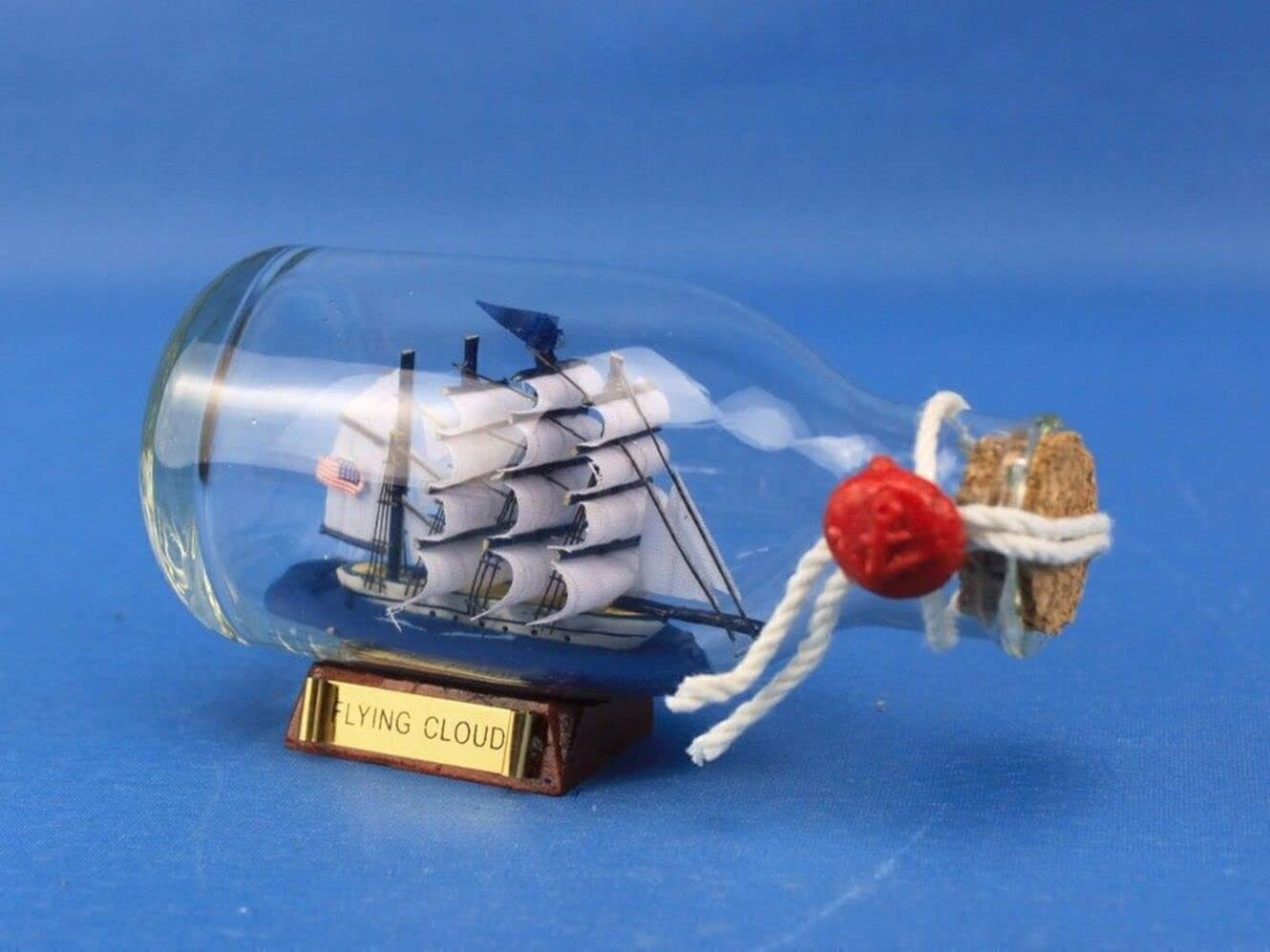 Hampton Nautical Flying Cloud Ship in a Glass Bottle, 5" , Brown