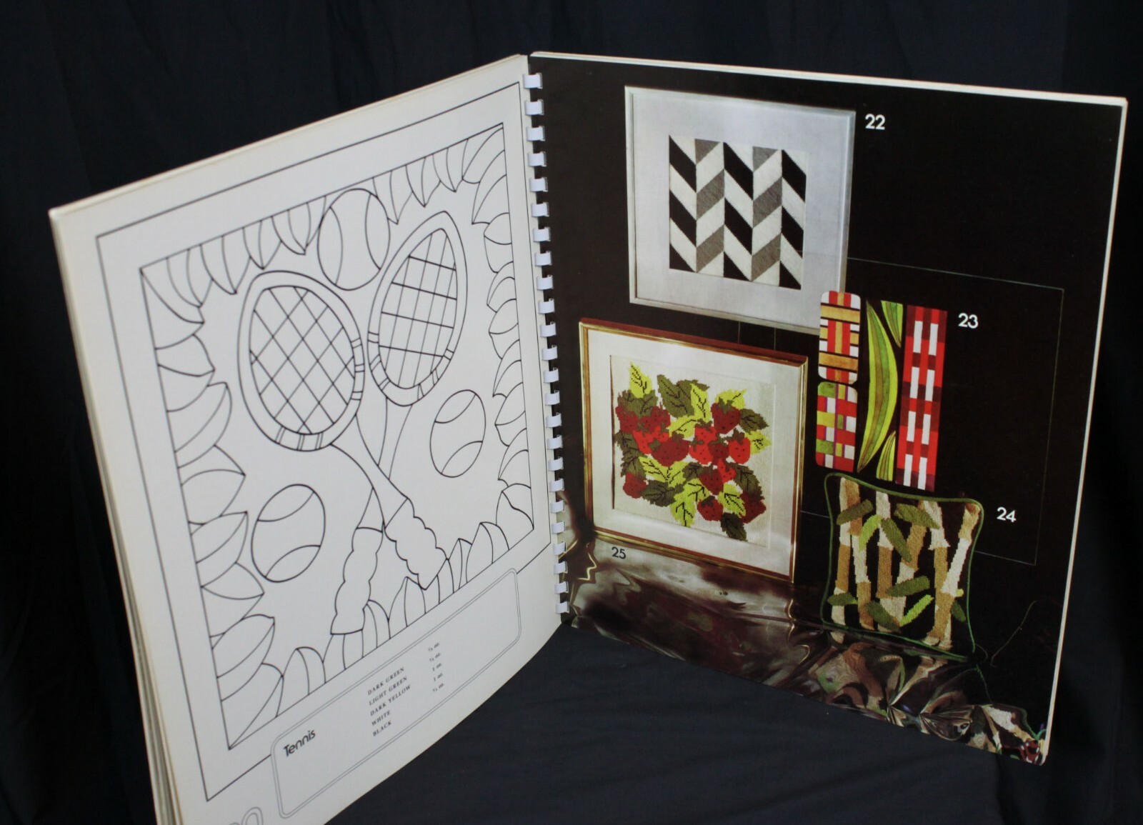Vtg Needlepoint Workbook Lisbeth Perrone Spiral Bound 40 Patterns MCM Embroidery