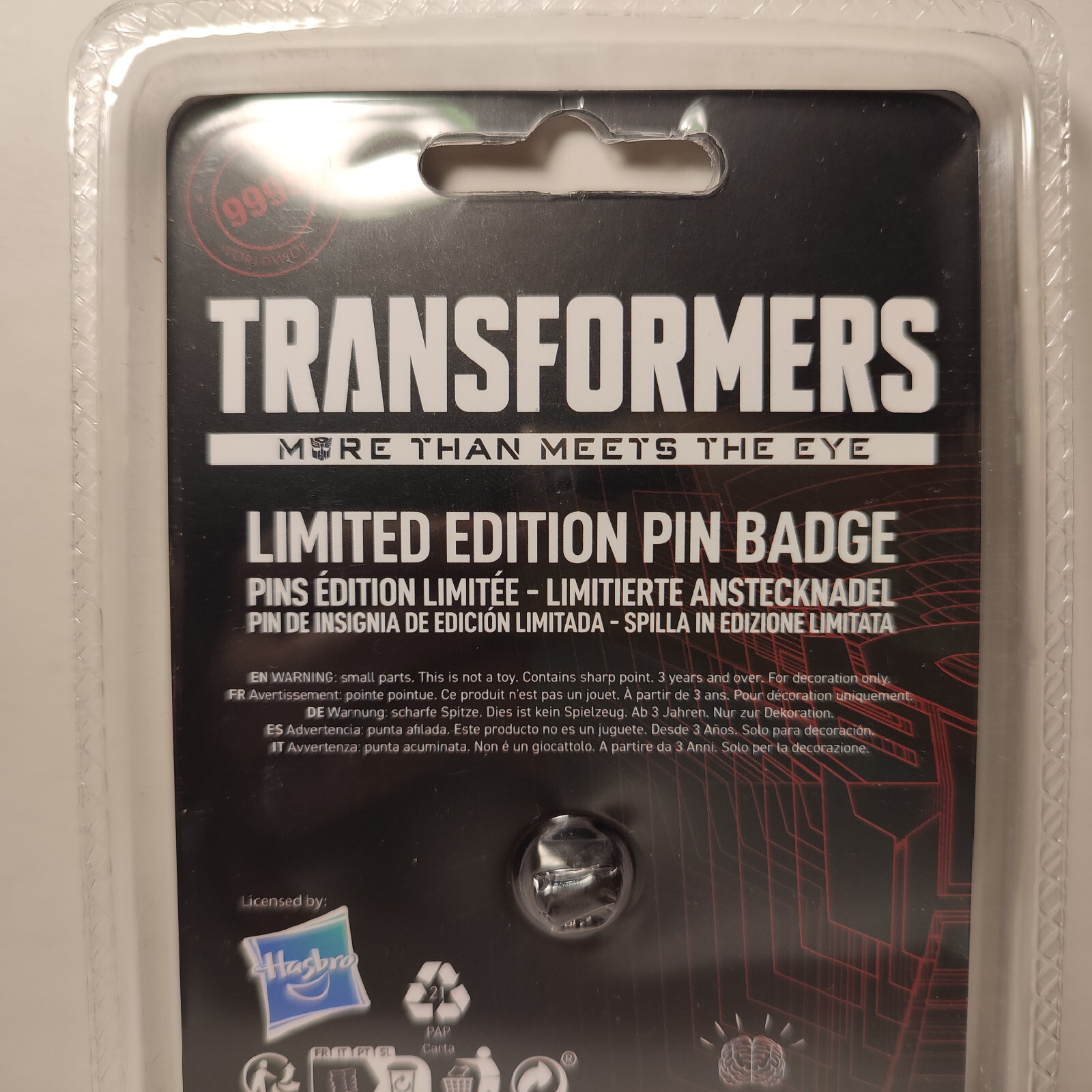 Transformers Limited Edition Pin Badge Official Collectible Optimus Figure