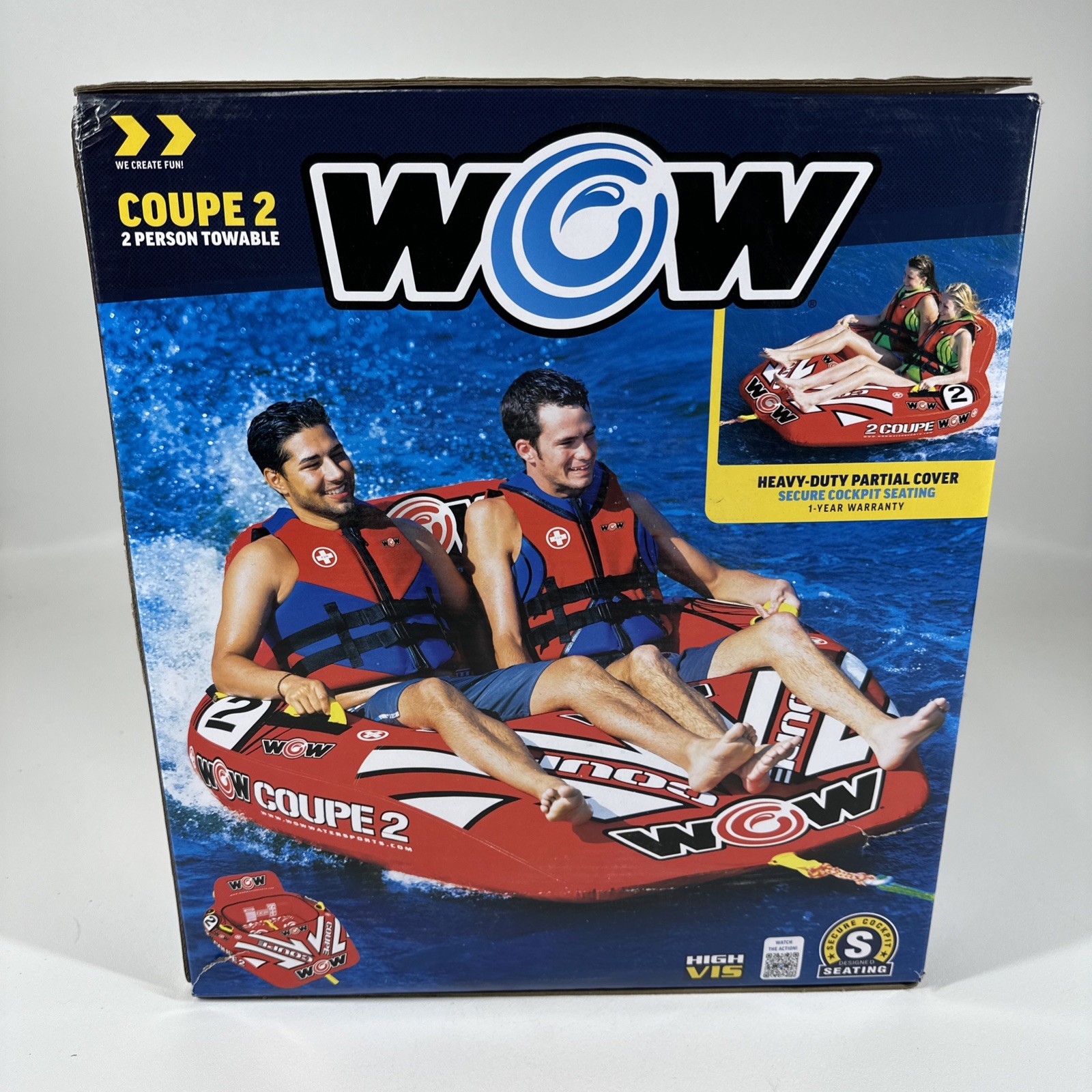 WOW Sports 2 Person Coupe Cockpit Towable Water Tube For Pool and Lake 15-1030