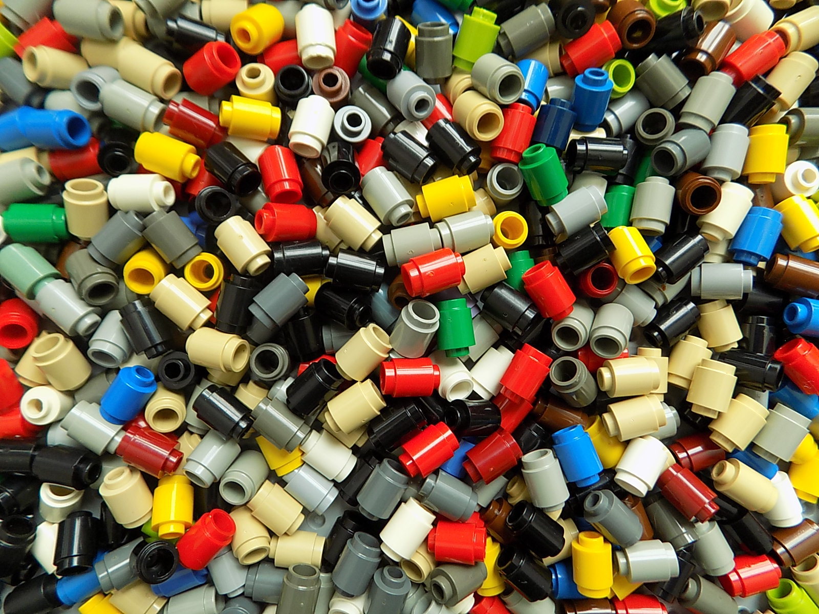 LEGO 50 Small Pieces 1x2 ROUND BRICKS mixed colors picked at random 3062b