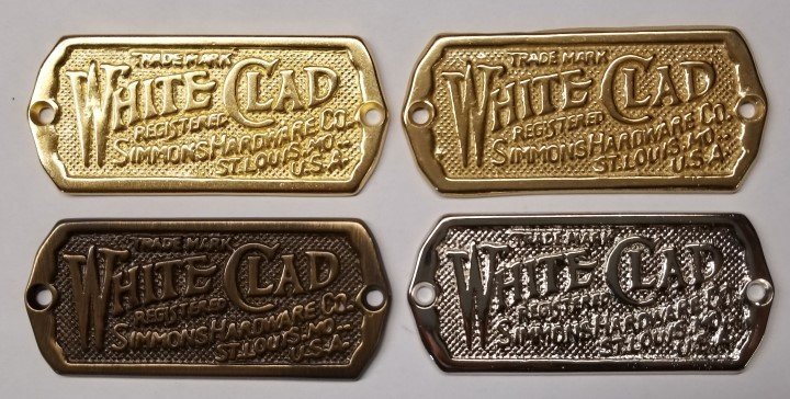 Lacquered Brass - Cast White Clad Ice Box Name Plate nameplate refrigerator S...