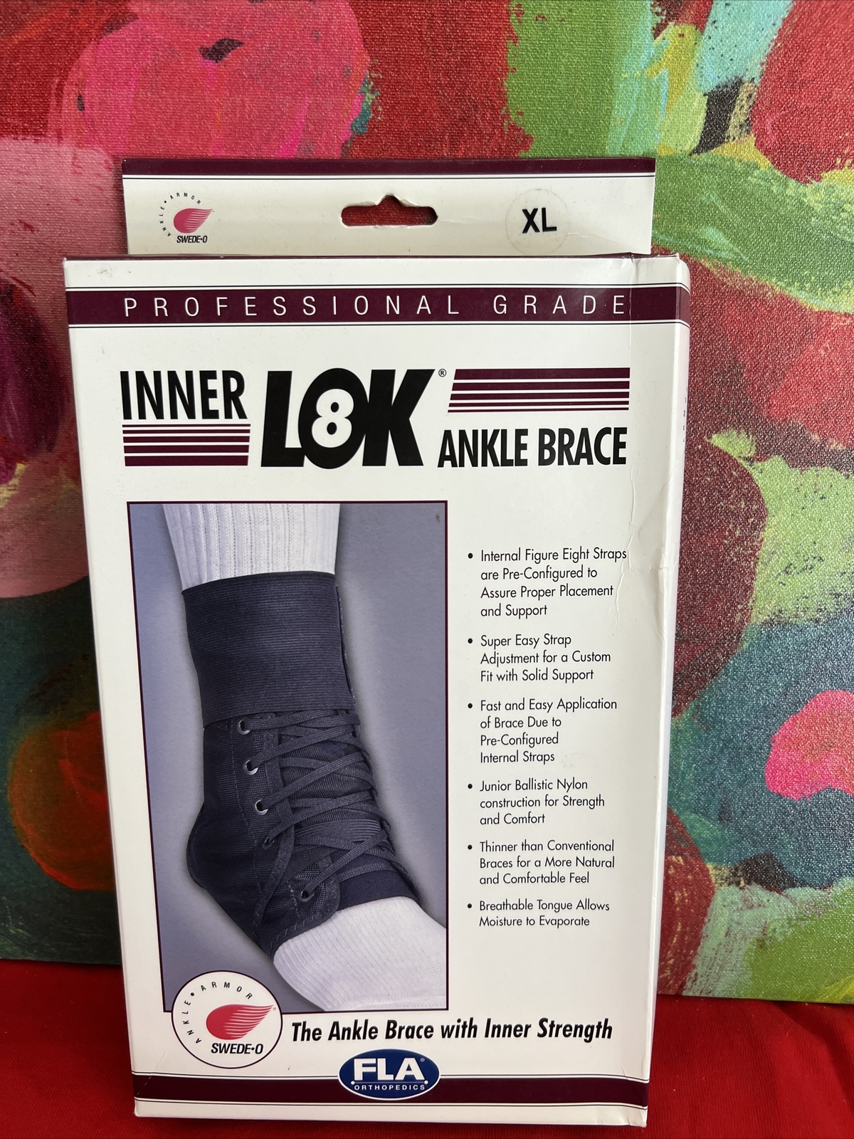FLA Inner Lok Ankle Brace Black Size XLG Universal New In Box