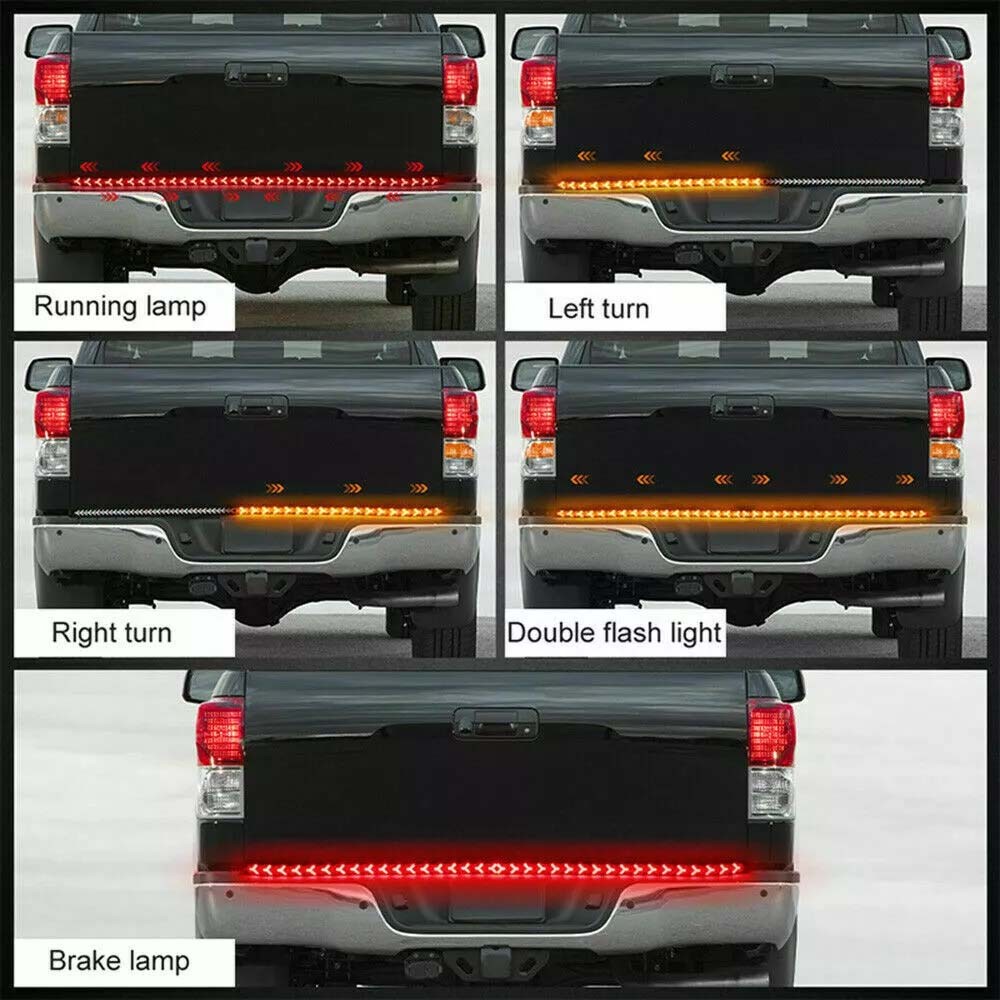 LED Tailgate Light Bar 60" Triple Row 5-Function Strip for Pickup Trailer SUV