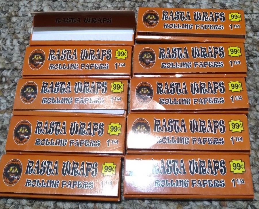 LOT OF 10 RASTA WRAPS 1.25 CIGARETTE/HERBS ROLLING PAPERS 1-1/4 500 SHEETS!