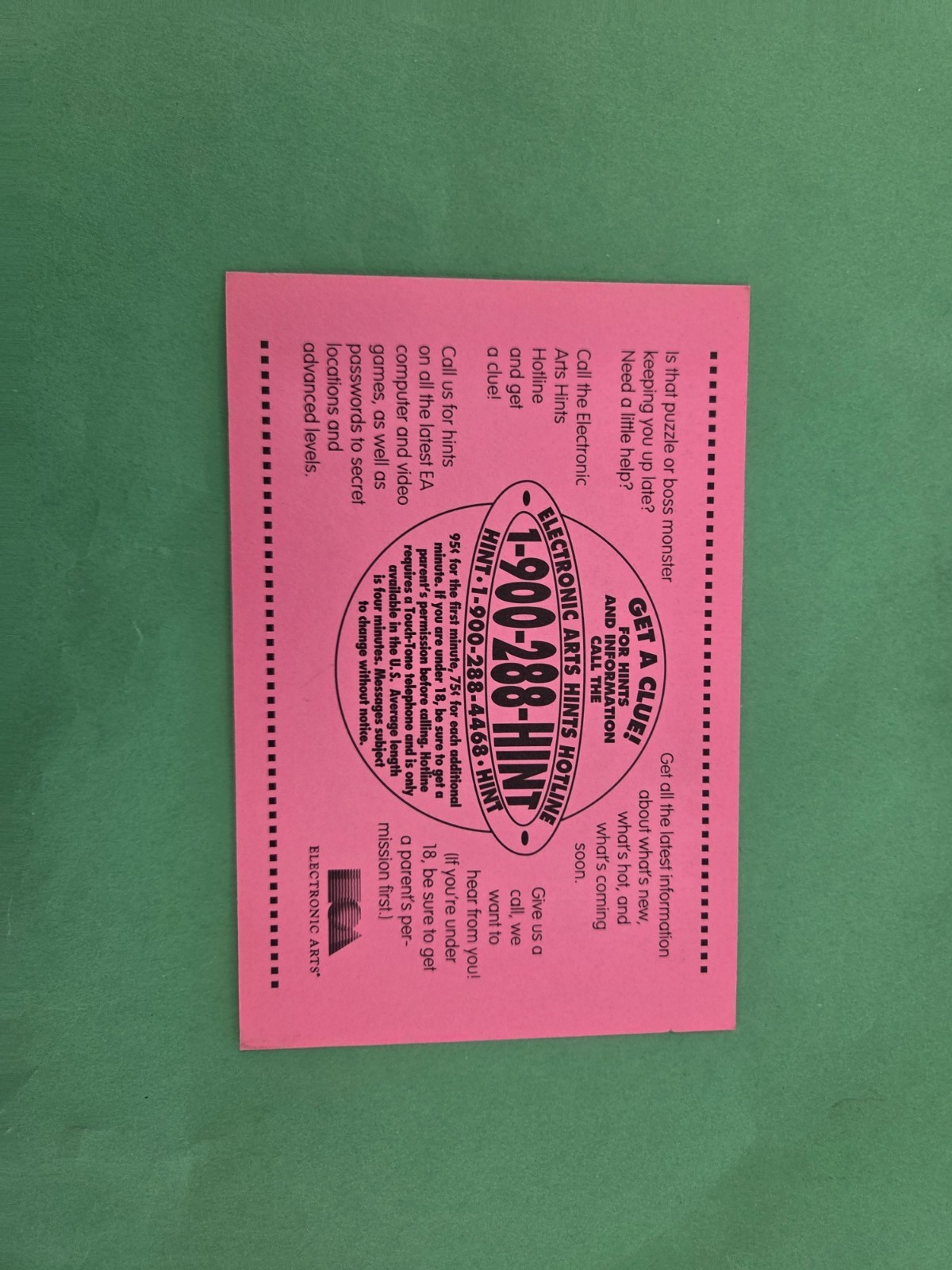 Electronic arts Nintendo Sega Hint Insert