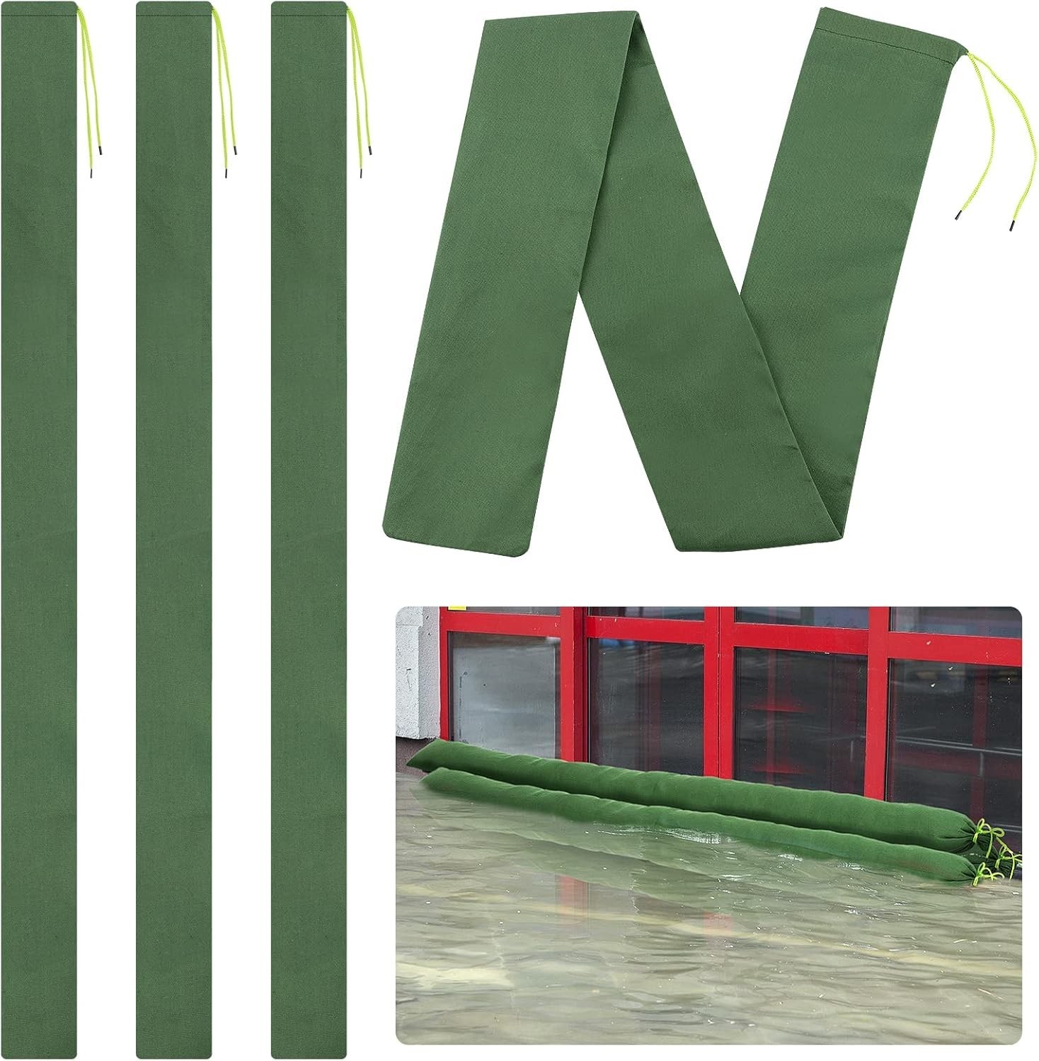 4 Pcs 6' × 6" Long Sand Bags for Flooding - Thickened Canvas Flood Protection Sa