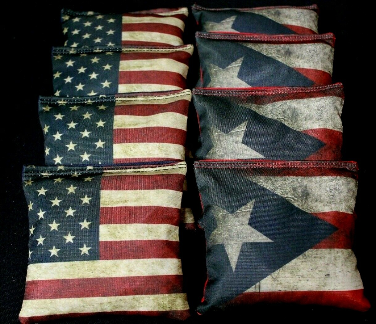 Custom RUSTIC AMERICAN PUERTO RICO FLAG 8 ACA Regulation Cornhole Bean Bags